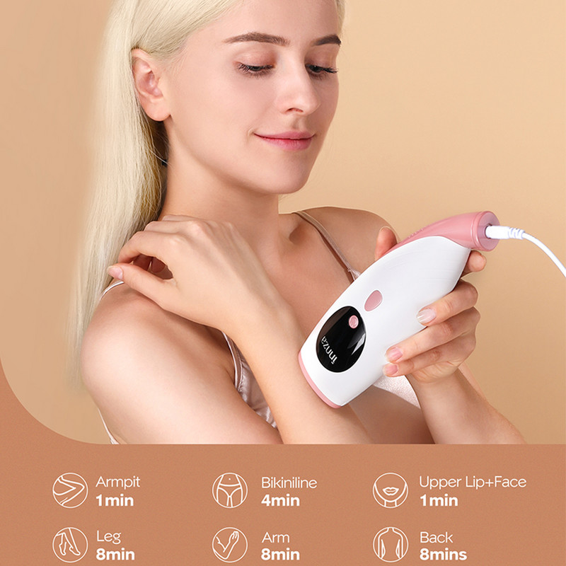 Epilator INNZA D26 cu lumină pulsată (ILP - Multi-zonă - Alb/Roz)