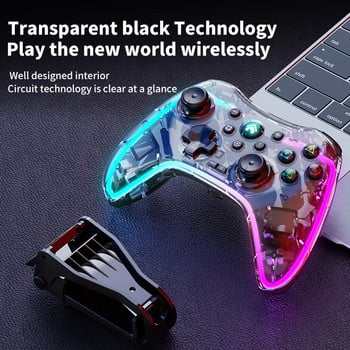 Безжичен BT Game Controller Геймпад Джойстик за Switch PS3 PS4 Android PC Transparent Crystal Gamepad за NS Switch Controller