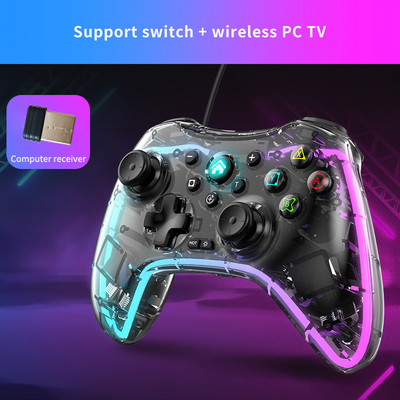 Ασύρματο χειριστήριο παιχνιδιών BT Gamepad Joystick για Switch PS3 PS4 Android PC Transparant Crystal Gamepad για NS Switch Controller