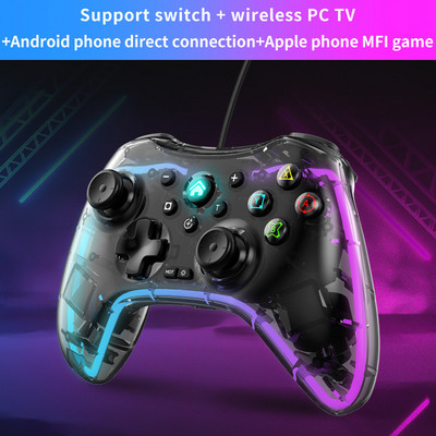 Ασύρματο χειριστήριο παιχνιδιών BT Gamepad Joystick για Switch PS3 PS4 Android PC Transparant Crystal Gamepad για NS Switch Controller