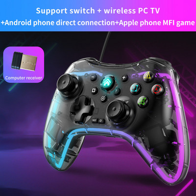 Ασύρματο χειριστήριο παιχνιδιών BT Gamepad Joystick για Switch PS3 PS4 Android PC Transparant Crystal Gamepad για NS Switch Controller