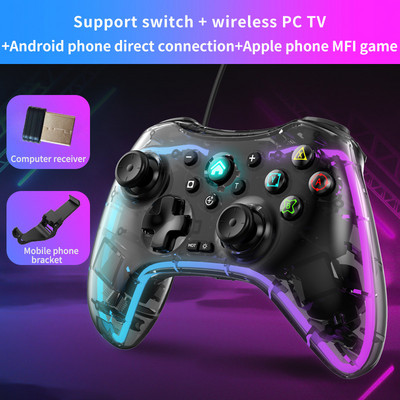 Ασύρματο χειριστήριο παιχνιδιών BT Gamepad Joystick για Switch PS3 PS4 Android PC Transparant Crystal Gamepad για NS Switch Controller