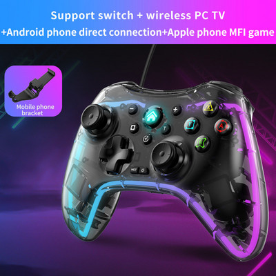 Ασύρματο χειριστήριο παιχνιδιών BT Gamepad Joystick για Switch PS3 PS4 Android PC Transparant Crystal Gamepad για NS Switch Controller