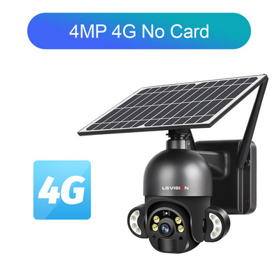LS VISION 4MP WIFI apsaugos kamera 6W saulės CCTV vaizdo stebėjimo kamera 4G SIM kortelės lizdas garso PTZ belaidė IP kamera lauke