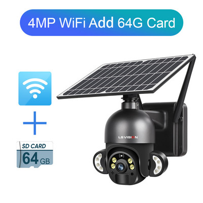 LS VISION 4MP WIFI apsaugos kamera 6W saulės CCTV vaizdo stebėjimo kamera 4G SIM kortelės lizdas garso PTZ belaidė IP kamera lauke