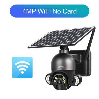 LS VISION 4MP WIFI apsaugos kamera 6W saulės CCTV vaizdo stebėjimo kamera 4G SIM kortelės lizdas garso PTZ belaidė IP kamera lauke