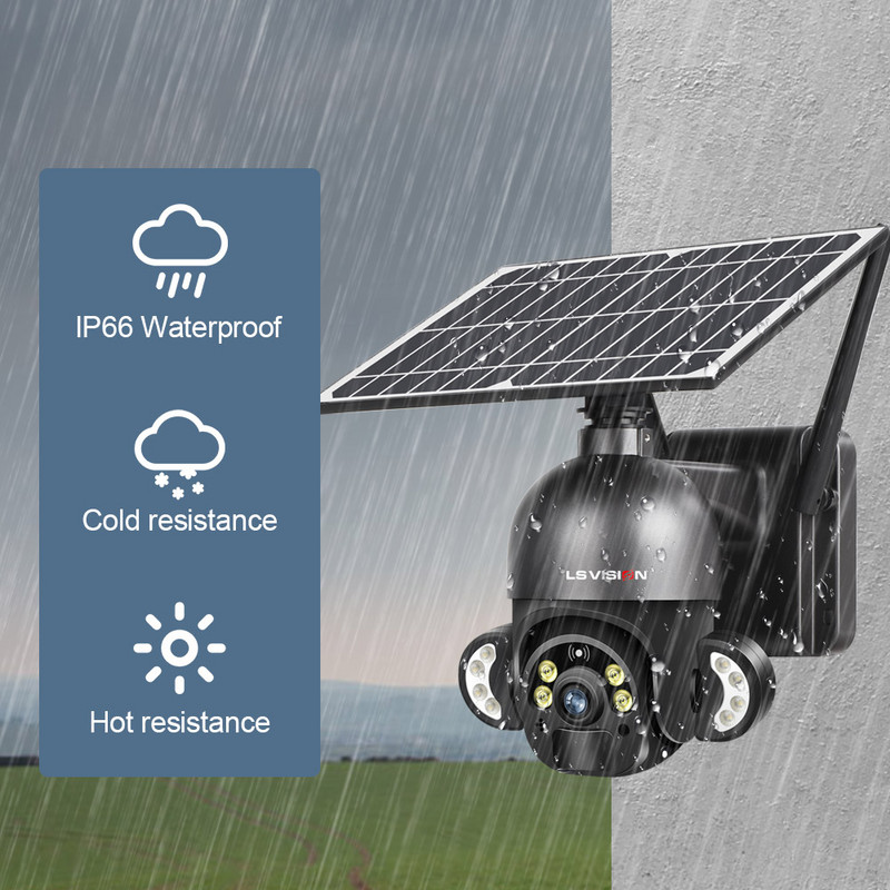 LS VISION 4MP WIFI apsaugos kamera 6W saulės CCTV vaizdo stebėjimo kamera 4G SIM kortelės lizdas garso PTZ belaidė IP kamera lauke