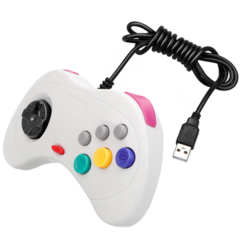 USB Classic Game Controller Gamepad Joypad Vezetékes játékvezérlők Sega Saturn System Style PC-hez