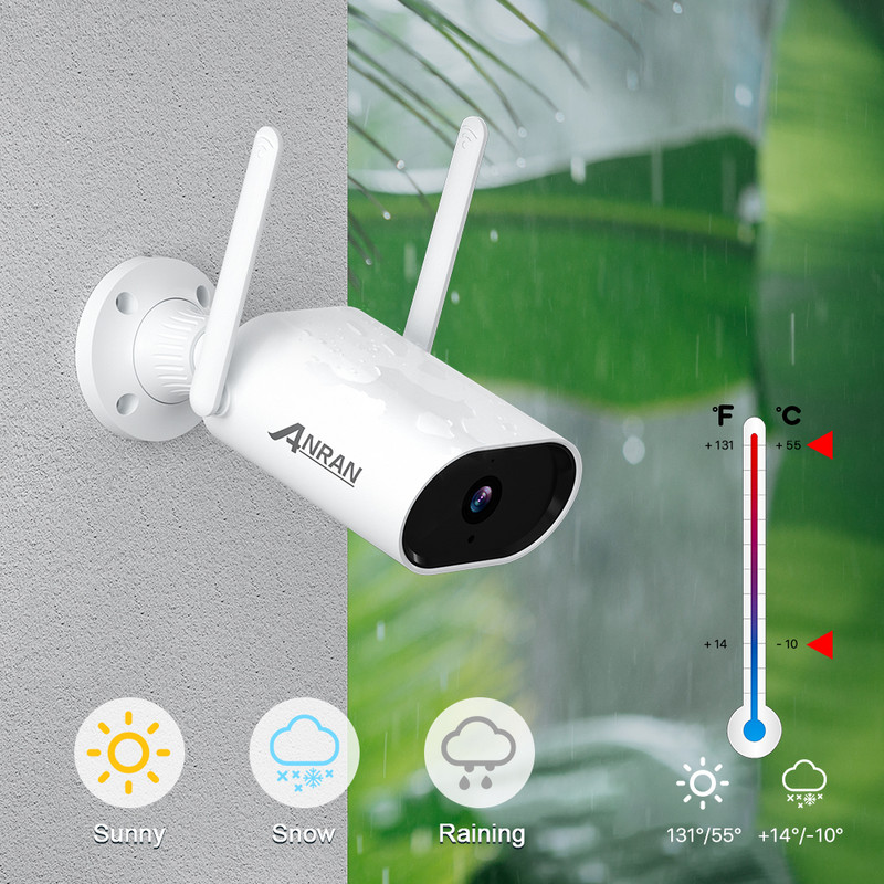 ANRAN 1080P Cameră IP Cameră de securitate fără fir pentru exterior Supraveghere HD Viziune de noapte Cameră Wifi pentru acasă Cameră glonț metalică