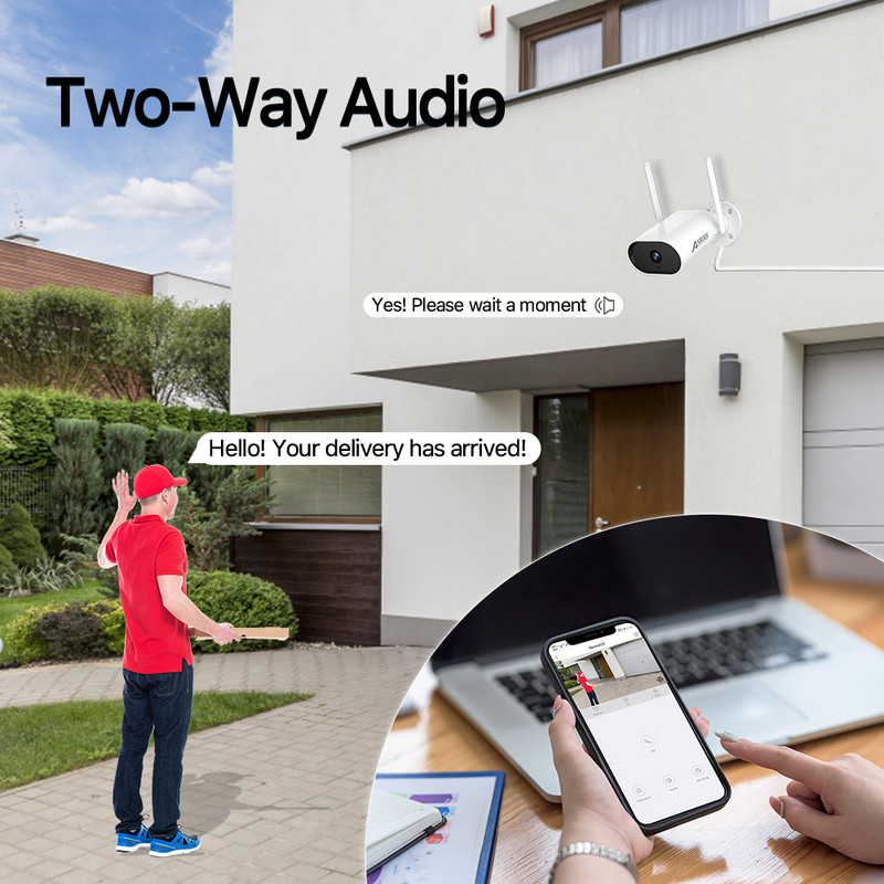 ANRAN 5MP IP kamera belaidė apsaugos kamera lauke 1920p HD stebėjimo naktinis matymas namų Wifi kamera metalo kulkų kamera