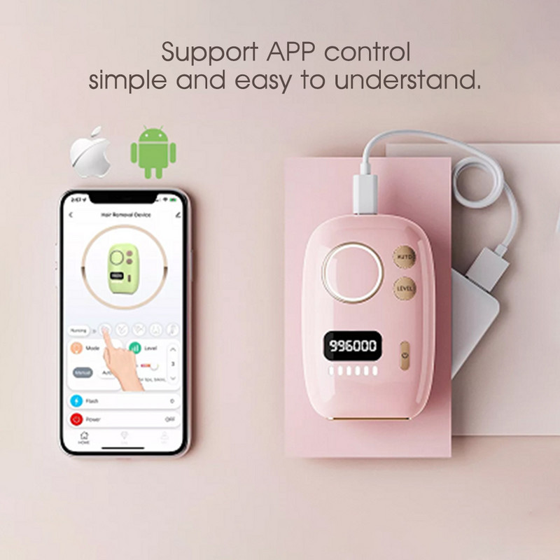 [ZS] Silențios, 6 niveluri, păr pubian, acasă Călătorie Cablu USB 996.000 de flash-uri Epilarea cu laser Suportă controlul APP Epilatorul IPL