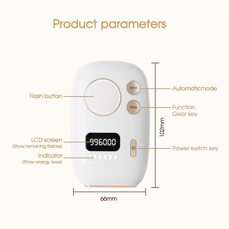 [ZS] Silențios, 6 niveluri, păr pubian, acasă Călătorie Cablu USB 996.000 de flash-uri Epilarea cu laser Suportă controlul APP Epilatorul IPL