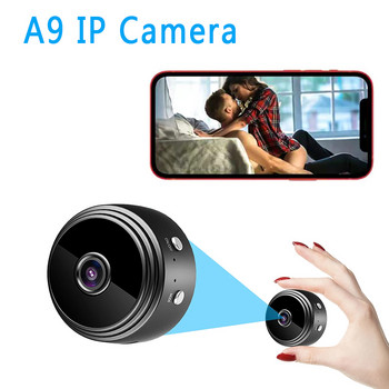 Мини камера A9 1080P 2.4GHz Wifi камера Безжична 150 градуса нощно виждане Безжична охранителна камера Пълно наблюдение в реално време