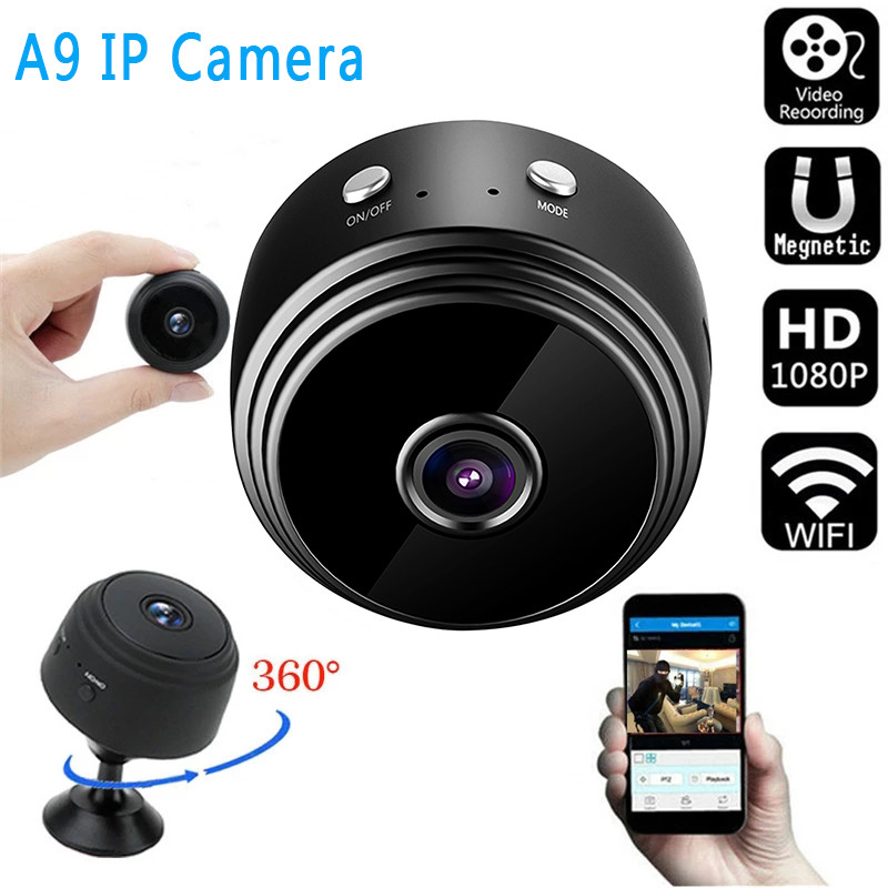 Mini cameră A9 1080P 2.4GHz Wifi Cameră fără fir 150 de grade Viziune de noapte Cameră de securitate fără fir Monitorizare completă în timp real