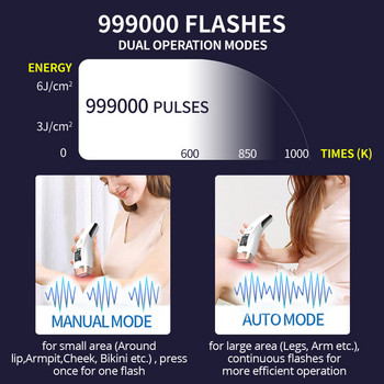 Най-новият 4в1 IPL лазерен епилатор за епилация 999000 Flash Cooling LCD устройство за подмладяване за лечение на акне за домашен тример за бикини