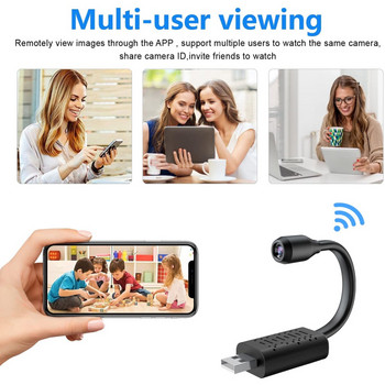 2022 Мини камера WiFi камера Безжичен USB щепсел Малка охранителна камера 1080P HD Монитор за откриване на движение за домашен офис на закрито