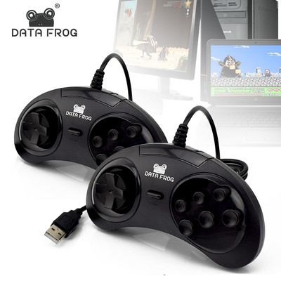 Data Frog 6 pogu kontrolieris datoram USB spēļu paneļa vadība SEGA 16 bitu MD spēlēm datorā/MAC USB spēļu kursorsvirā