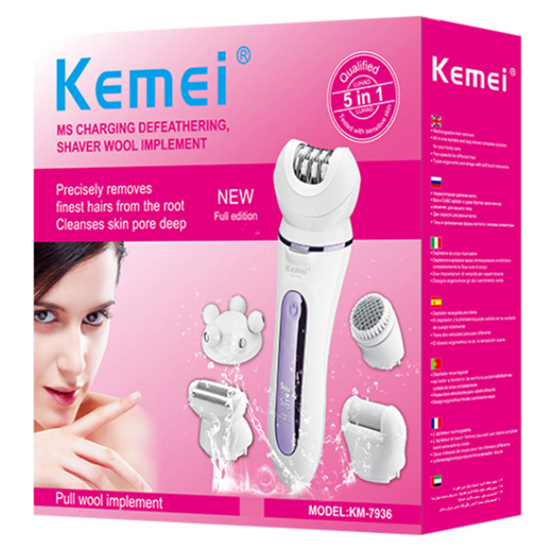 Originalus 5in1 moteriškas epiliatorius elektrinis moterų veido kūno plaukų šalinimo bikinio žirklės moteriškas skustuvas moterims šlapias ir sausas įkraunamas