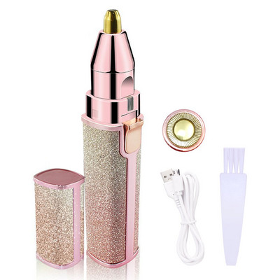 2 viename elektrinė antakių kirpimo priemonė neskausmingas antakių epiliatorius moterims skutimosi peiliukai Mini nešiojamas veido plaukų šalinimo įrankis