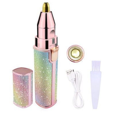 2 viename elektrinė antakių kirpimo priemonė neskausmingas antakių epiliatorius moterims skutimosi peiliukai Mini nešiojamas veido plaukų šalinimo įrankis