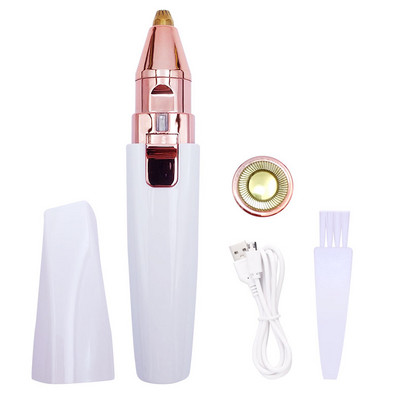 2 viename elektrinė antakių kirpimo priemonė neskausmingas antakių epiliatorius moterims skutimosi peiliukai Mini nešiojamas veido plaukų šalinimo įrankis