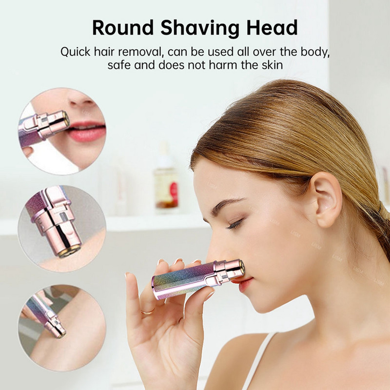 2 viename elektrinė antakių kirpimo priemonė neskausmingas antakių epiliatorius moterims skutimosi peiliukai Mini nešiojamas veido plaukų šalinimo įrankis