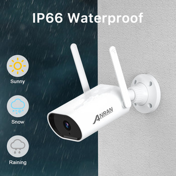 ANRAN Безжична камера IP наблюдение Камера за сигурност Двупосочно аудио IR нощно виждане Bullet камера Wifi външна камера