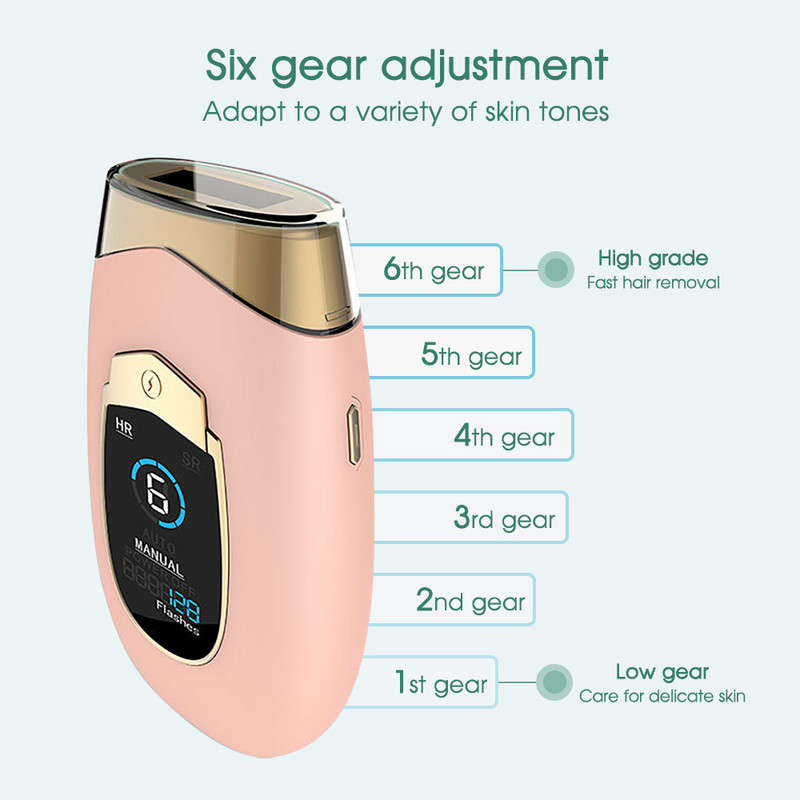 [ZS] LCD 990 000 blyksnių 6 lygių kūno kojų nuolatinio plaukų šalinimo lazeriu purškimo aparatas moterims bikini nešiojamas IPL epiliatorius namuose