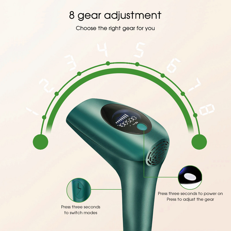 [ZS] 999.999 Flash Body Pubic Bikini 8 Gears Handheld Gun IPL Αποτρίχωση για γυναίκες Permanent Pulses Αποτριχωτική αποτριχωτική συσκευή λέιζερ