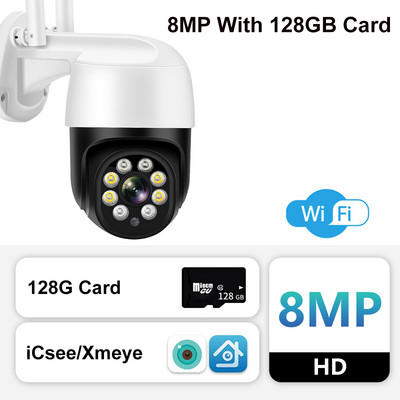 8MP WIFI apsaugos kamera Išmanieji namai IP66 PTZ kamera P2P CCTV Garso ir vaizdo stebėjimo kameros WIFI Night Vision H.265 iCsee Alexa