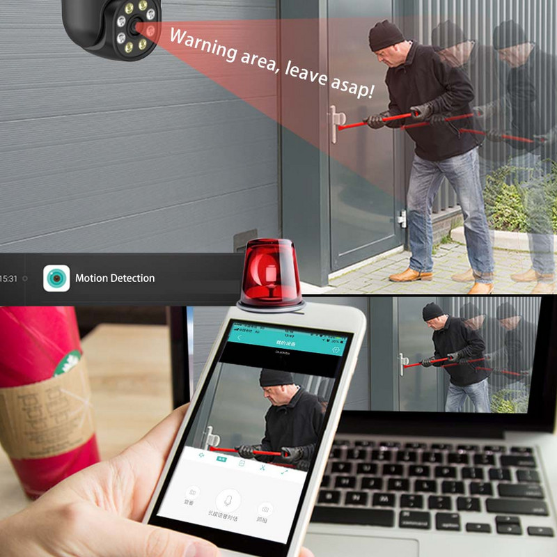 8MP WIFI apsaugos kamera Išmanieji namai IP66 PTZ kamera P2P CCTV Garso ir vaizdo stebėjimo kameros WIFI Night Vision H.265 iCsee Alexa