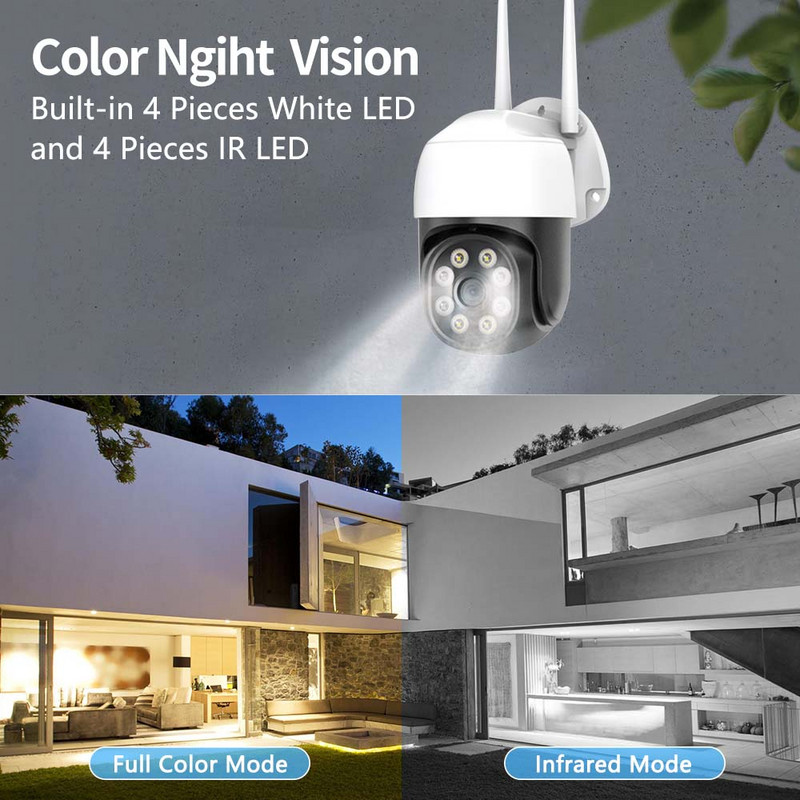 8MP WIFI apsaugos kamera Išmanieji namai IP66 PTZ kamera P2P CCTV Garso ir vaizdo stebėjimo kameros WIFI Night Vision H.265 iCsee Alexa