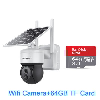 SHIWOJIA lauko wifi / 4G SIM kortelės kamera Mini saulės skydelio apsaugos stebėjimo kamera 7500 mAh IP66 belaidė 2 krypčių pokalbių aptikimo funkcija