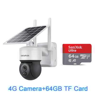 SHIWOJIA lauko wifi / 4G SIM kortelės kamera Mini saulės skydelio apsaugos stebėjimo kamera 7500 mAh IP66 belaidė 2 krypčių pokalbių aptikimo funkcija