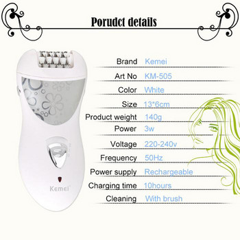 Kemei Epilator Rechargeable 3 in 1 Lady Hair Remover Shaver Electric Callus Remover Depilador Removal for Women Tool Care Tool