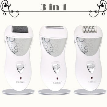 Kemei Epilator Rechargeable 3 in 1 Lady Hair Remover Shaver Electric Callus Remover Depilador Removal for Women Tool Care Tool