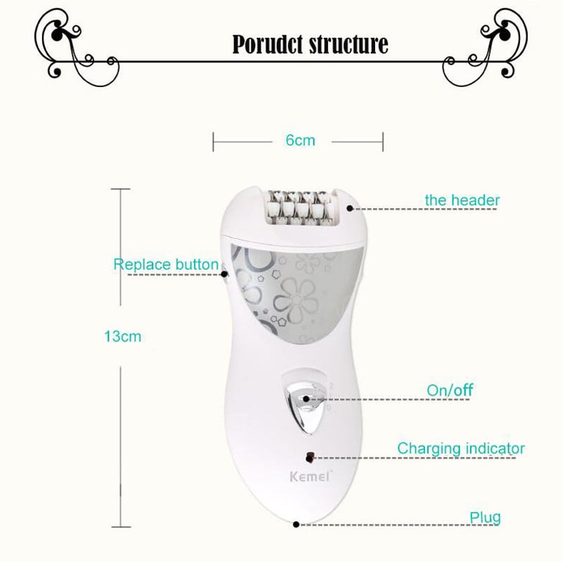 Kemei Epilator Rechargeable 3 in 1 Lady Hair Remover Shaver Electric Callus Remover Depilador Removal for Women Tool Care Tool