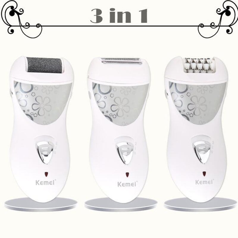 Kemei Epilator Rechargeable 3 in 1 Lady Hair Remover Shaver Electric Callus Remover Depilador Removal for Women Tool Care Tool