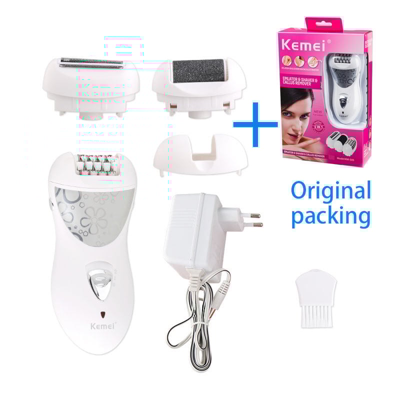 Kemei Epilator Rechargeable 3 in 1 Lady Hair Remover Shaver Electric Callus Remover Depilador Removal for Women Tool Care Tool