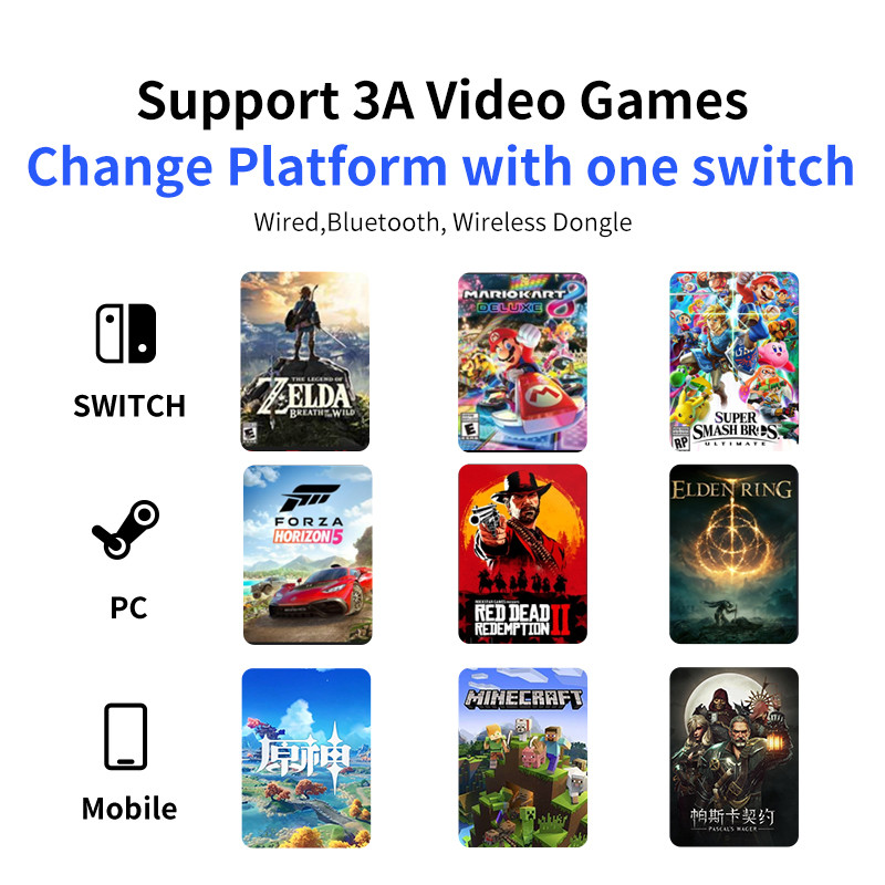 „Flydigi Direwolf“ belaidis žaidimų valdiklis PC / NS / Android / iOS palaikymas