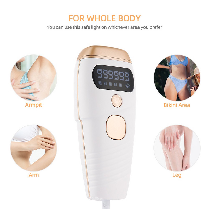 990000 Flash IPL Μηχάνημα αποτρίχωσης με λέιζερ Quartz Lamp Photon Permanent Device 5 Levels Auto Facial Hair Trimmer Epilator