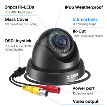 ZOSI 1080p охранителна камера 80 фута за нощно виждане AHD / TVI / CVI / CVBS Водоустойчива за камера за външно видеонаблюдение