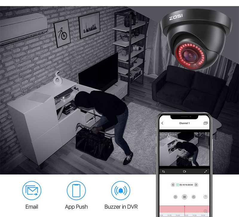 ZOSI 1080p sigurnosna kamera 80ft Night Vision AHD / TVI / CVI/CVBS Vodootporna za vanjske kamere za videonadzor