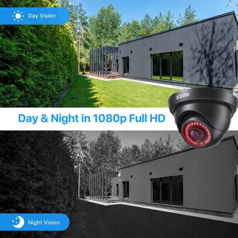 ZOSI 1080p sigurnosna kamera 80ft Night Vision AHD / TVI / CVI/CVBS Vodootporna za vanjske kamere za videonadzor