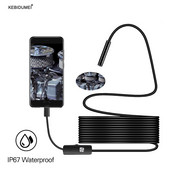 7mm mikro USB endoskopická kamera IP67 vodotesná priemyselná endoskopická kamera 6LED diód s nastaviteľným svetlom pre telefóny s Androidom a PC