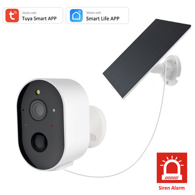 3MP „Tuya“ belaidė kamera lauko saulės stebėjimo HD naktinis matymas dvipusis domofono kameros „Wi-Fi“ namų apsaugos akumuliatorius, IP HD kamera