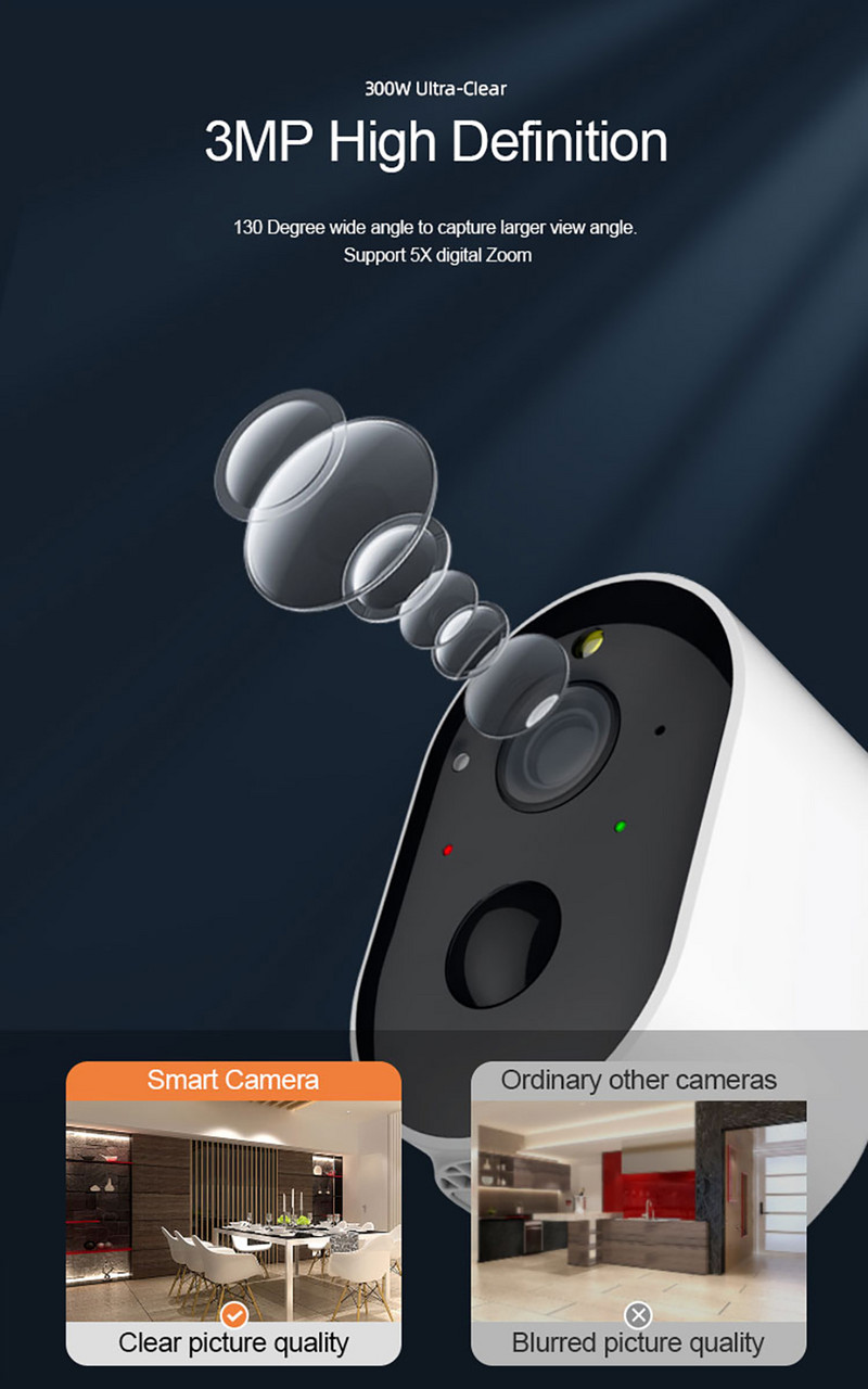 3MP „Tuya“ belaidė kamera lauko saulės stebėjimo HD naktinis matymas dvipusis domofono kameros „Wi-Fi“ namų apsaugos akumuliatorius, IP HD kamera