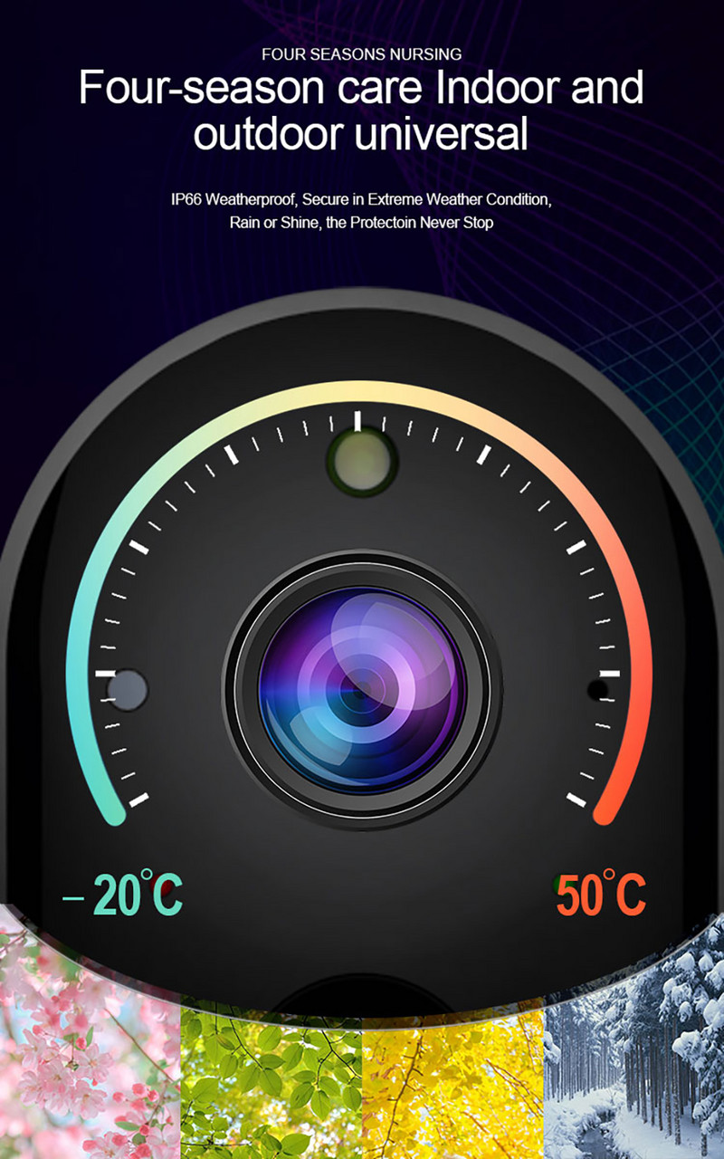 3MP „Tuya“ belaidė kamera lauko saulės stebėjimo HD naktinis matymas dvipusis domofono kameros „Wi-Fi“ namų apsaugos akumuliatorius, IP HD kamera