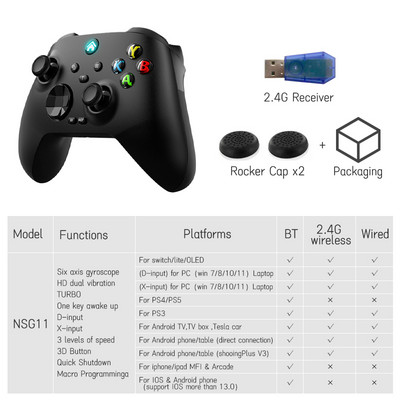 Belaidis BT žaidimų pultelis, mechaninis žaidimų valdiklis PC Hall Trigger 3D giroskopo vairasvirtė, skirta asmeniniam kompiuteriui Windows 7 10 11