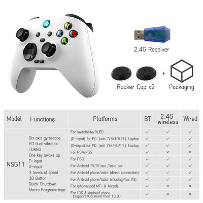 Belaidis BT žaidimų pultelis, mechaninis žaidimų valdiklis PC Hall Trigger 3D giroskopo vairasvirtė, skirta asmeniniam kompiuteriui Windows 7 10 11